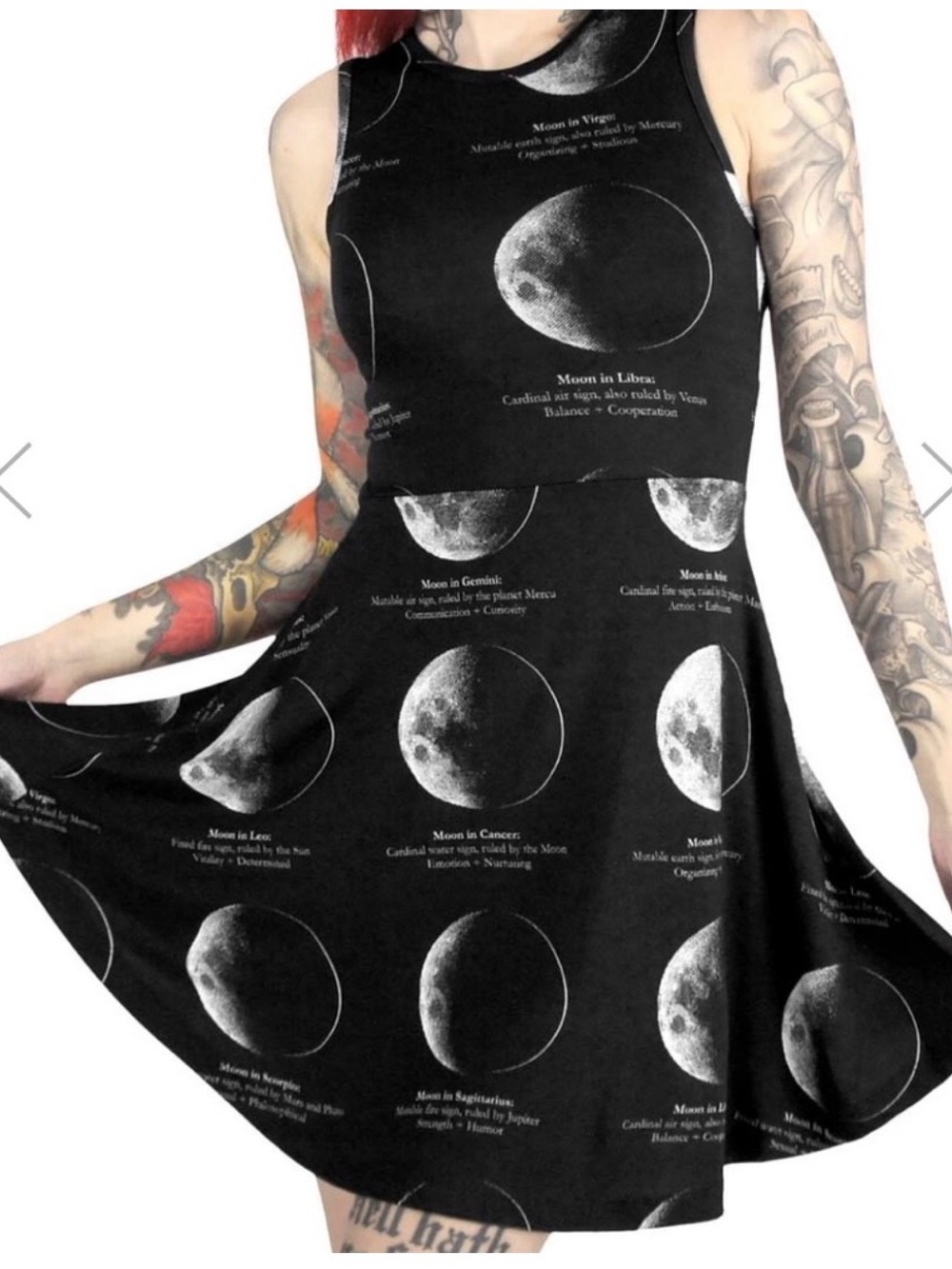 KILLSTAR Moon Phases Skater Dress black astrology sleeveless size small